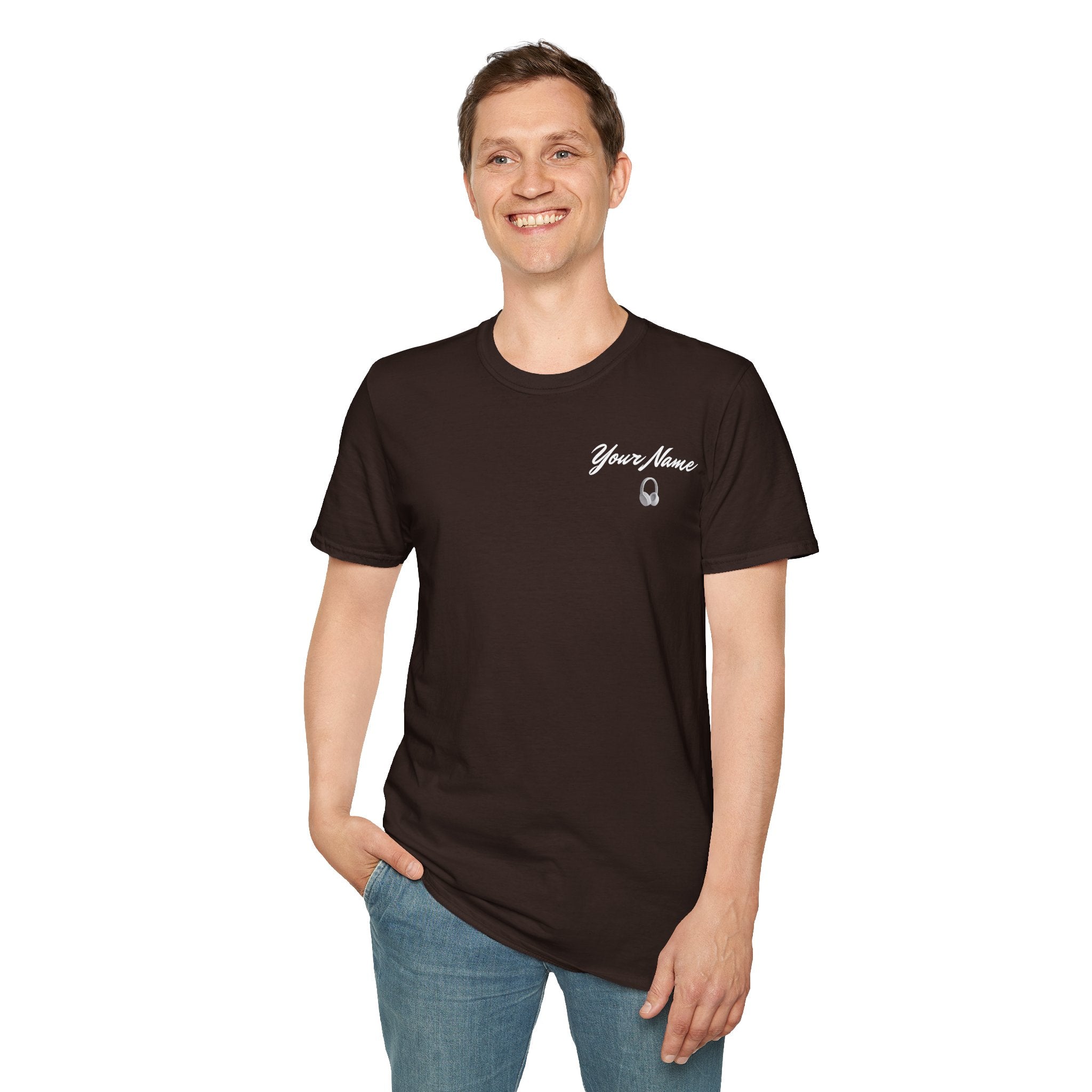 "DJ VAMP" 🎧Personalized Logo Tee – Bold, Loud, and Made to Move - QR